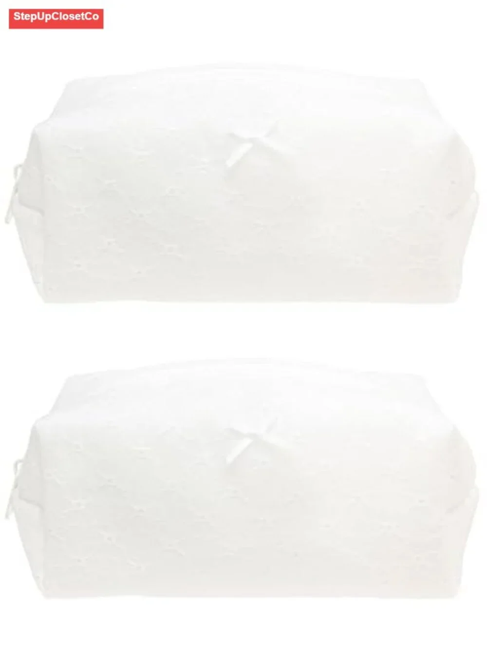 Set of 2 Floral Embroidered Makeup Bags, Zipper Cosmetic Pouch, Travel